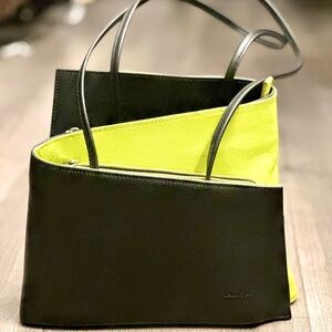 Tolblanc Paris two-tone pebbled leather shoulder bag